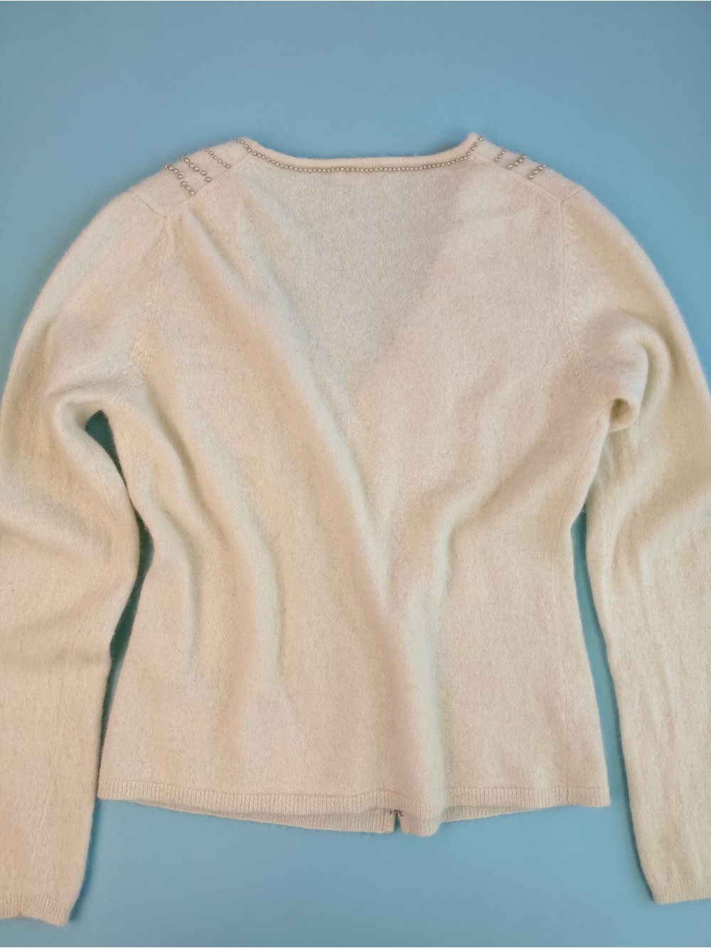 Japanese Angora Wool Pearl Beaded Cardigan OTTO Collection Sz M - Picture 8 of 10